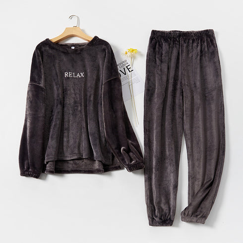 Flannel Pajamas Sets Winter Home Clothes For Women Men Sleepwear Couple - ROUTINE FASHION